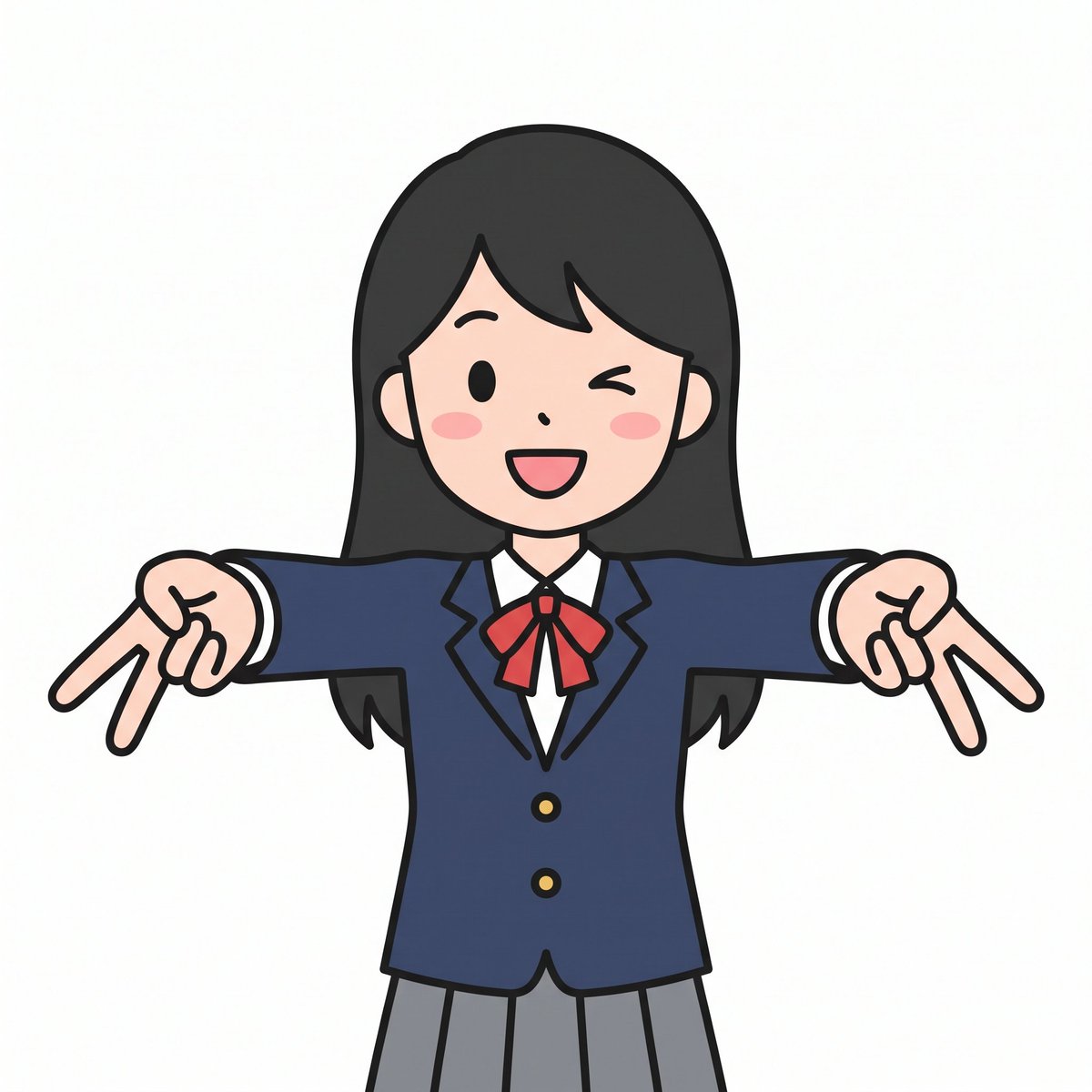 Profile / Avatar - Cute Winking Schoolgirl Peace Sign