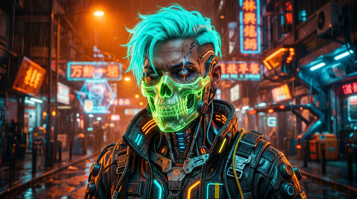 Social Media Post - Cyberpunk Neon Alley Portrait