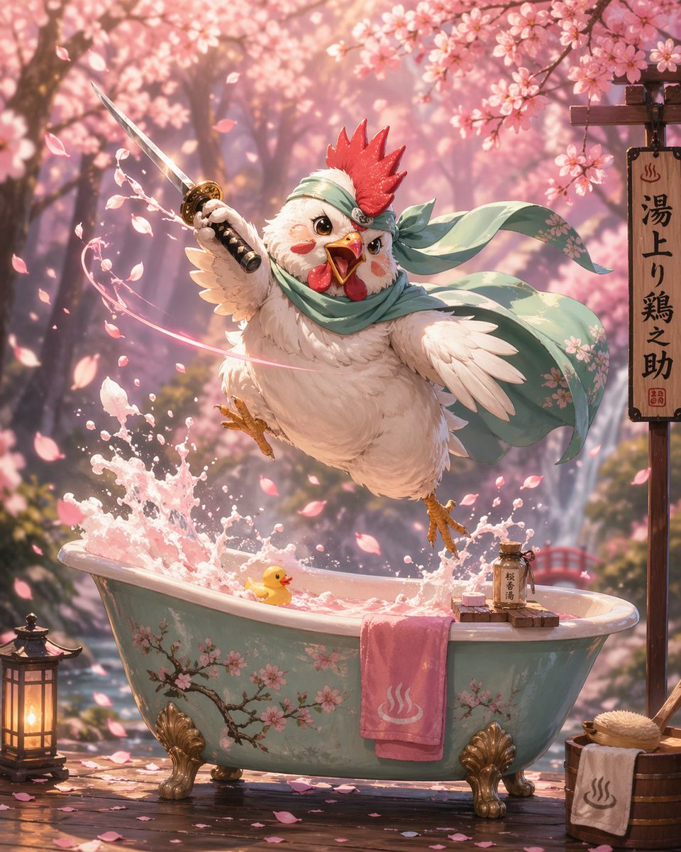 Social Media Post - Samurai Chicken Bathtime Portrait