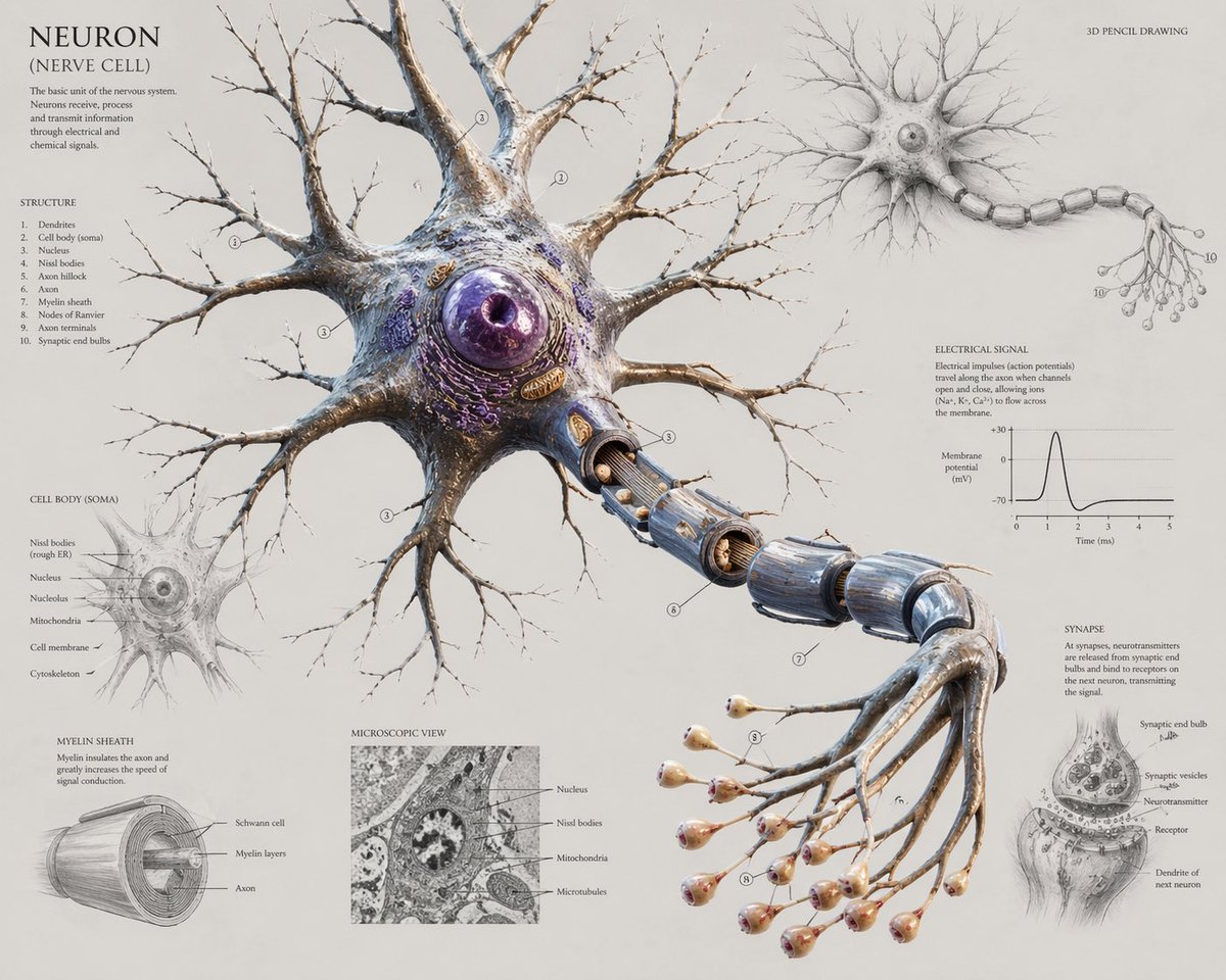 Infographic / Edu Visual - Scientific Neuron Anatomy Poster