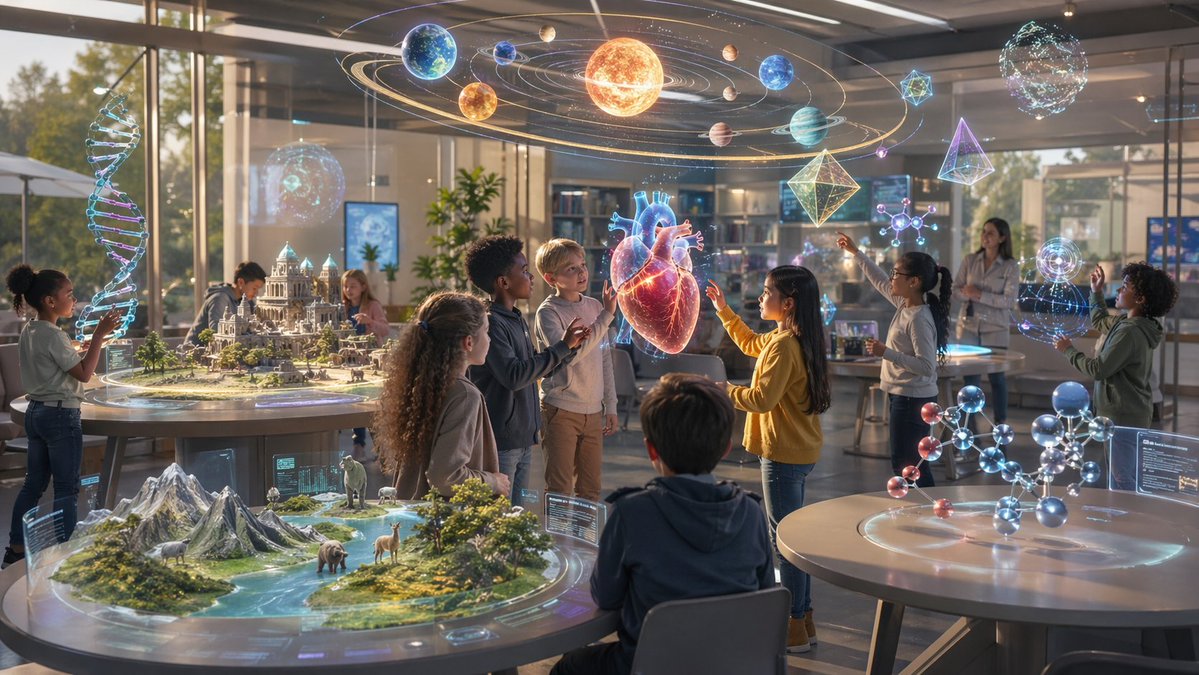 Infographic / Edu Visual - Futuristic STEM Classroom with Holograms