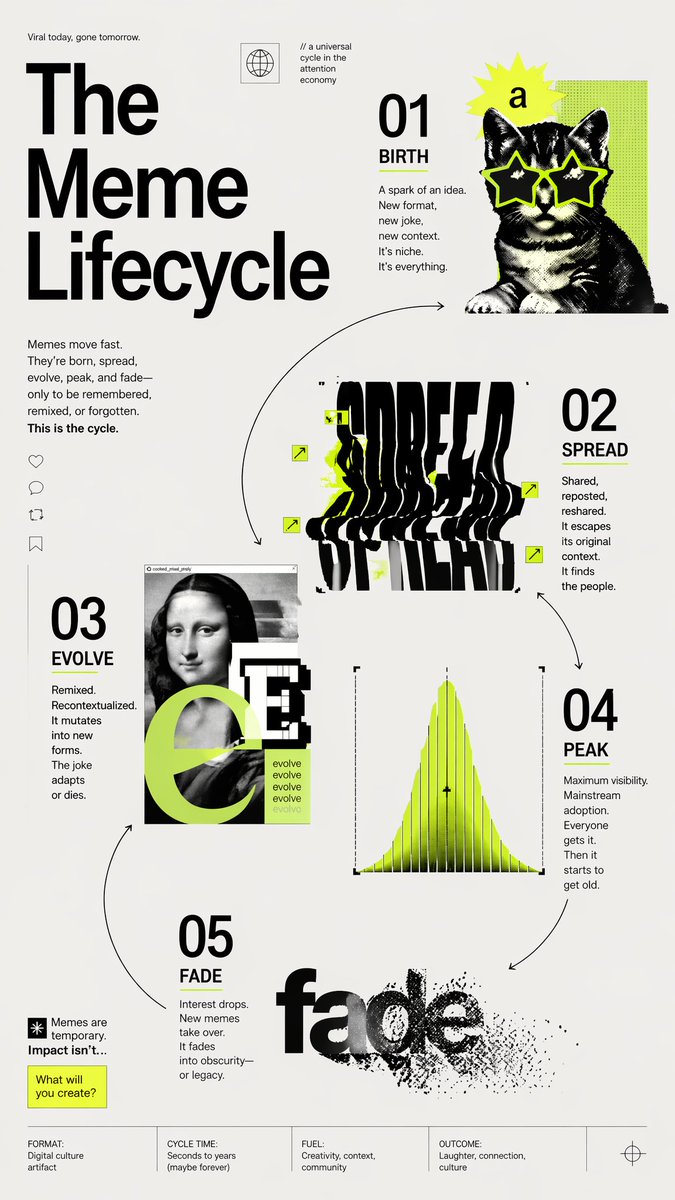 Infographic / Edu Visual - Meme Lifecycle Editorial Infographic