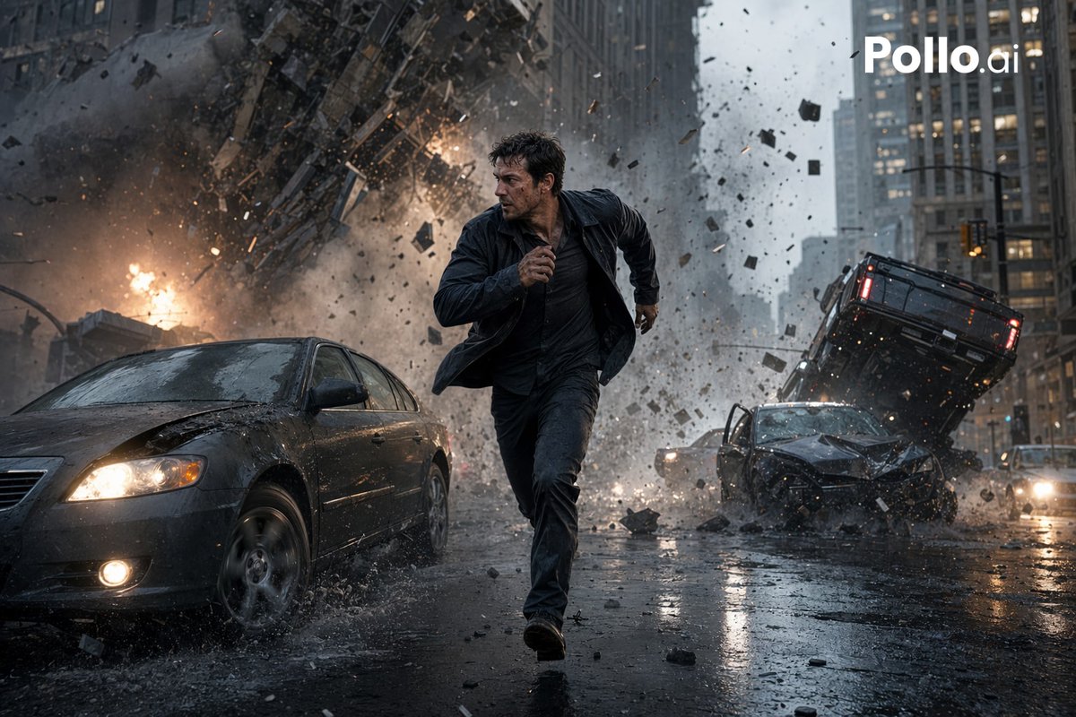 YouTube Thumbnail - Cinematic City Explosion Chase