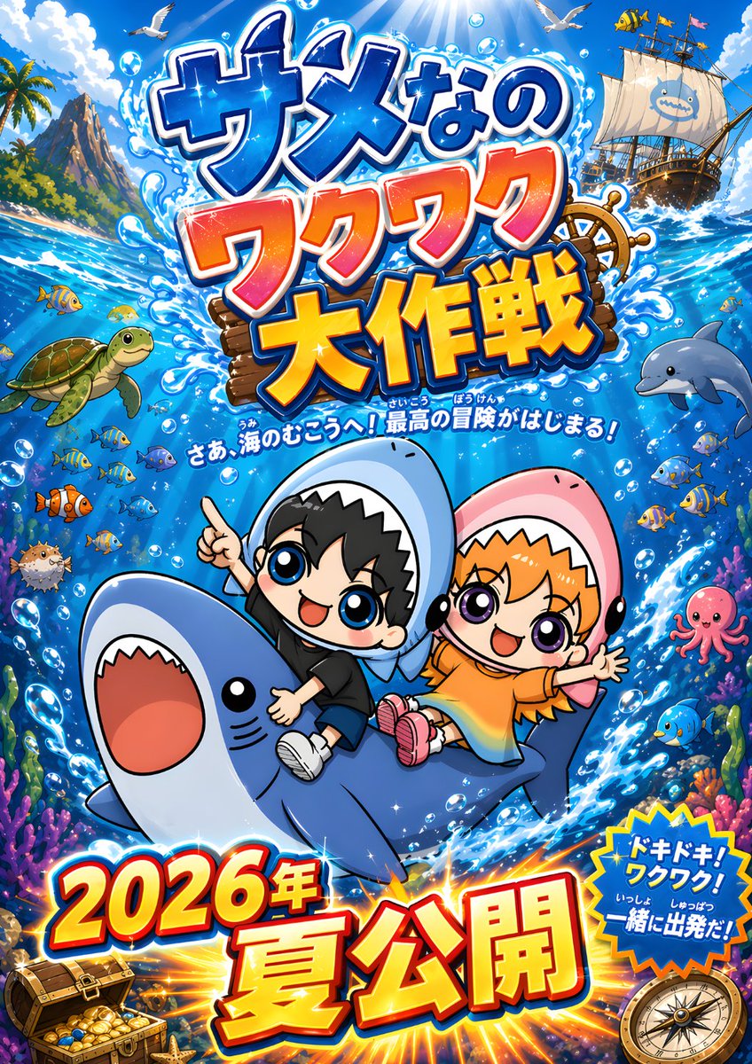 YouTube Thumbnail - Chibi Shark Adventure Movie Poster