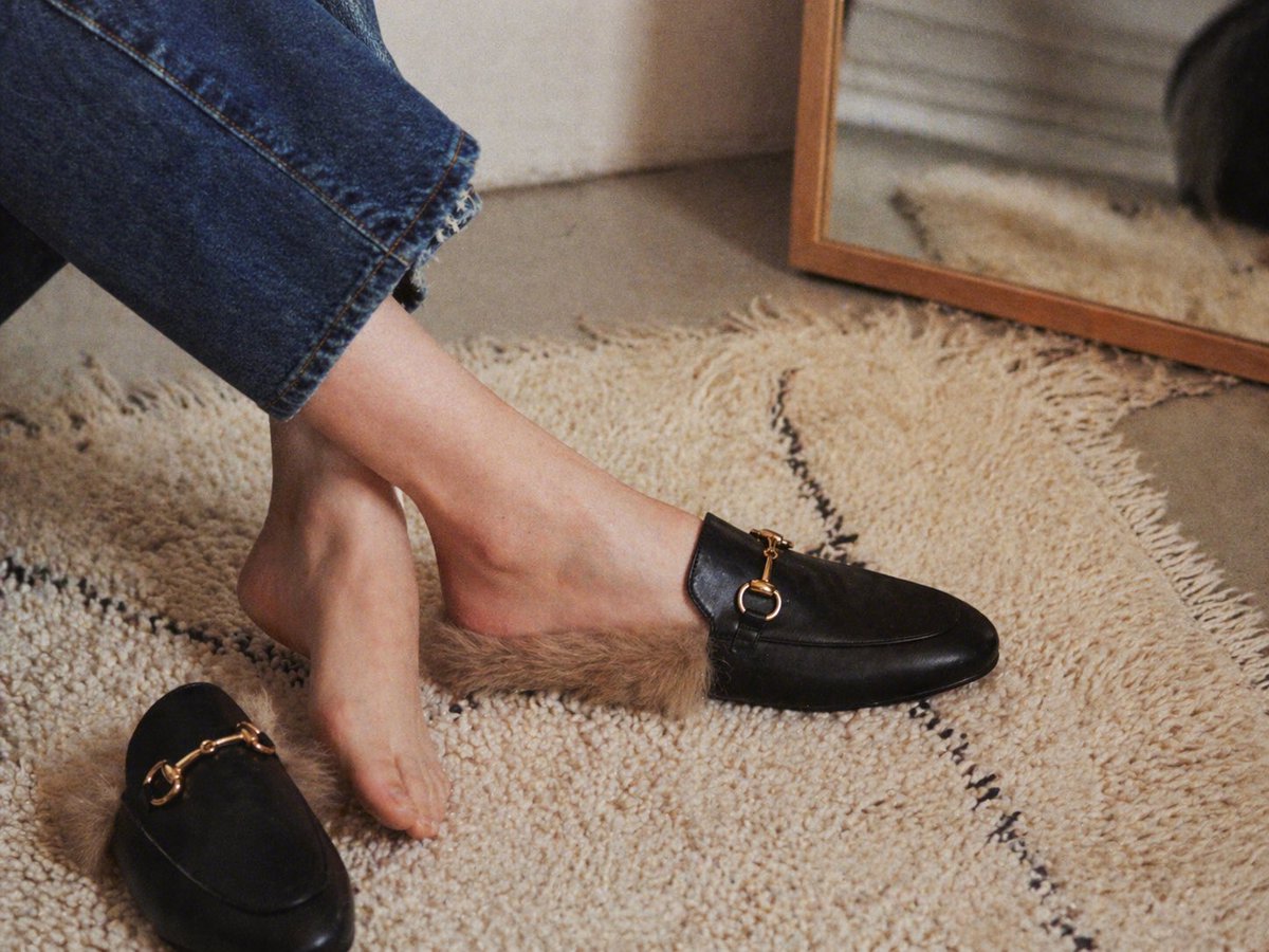 Product Marketing - Luxury Fur-Lined Loafer Lifestyle Photo