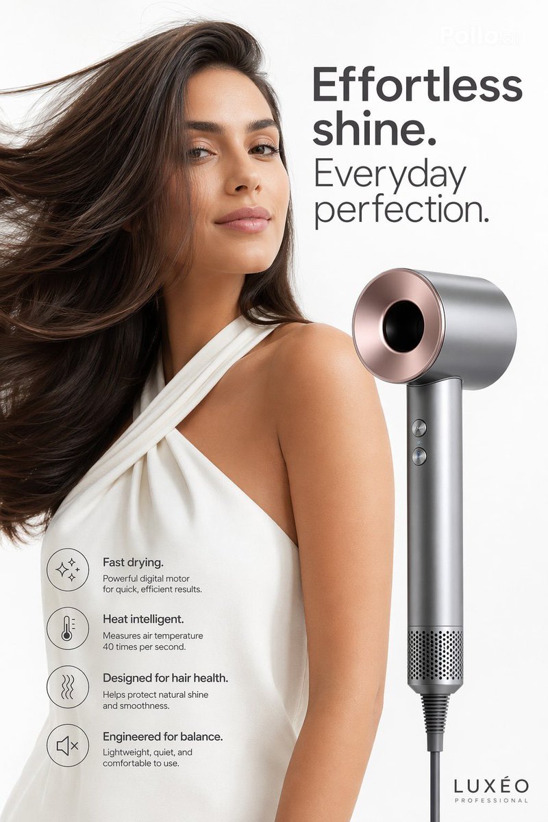 E-commerce Main Image - Luxury Hair Dryer Beauty Ad