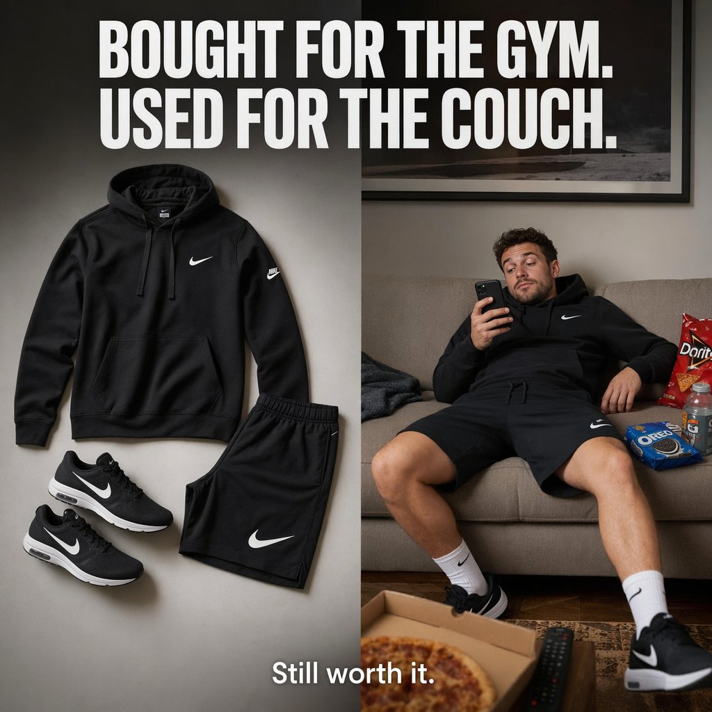 E-commerce Main Image - Split-Screen Athleisure Ad