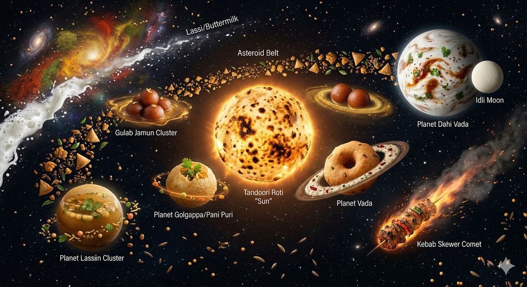Infographic / Edu Visual - The Food Galaxy: Cosmic Indian Street Food Solar System