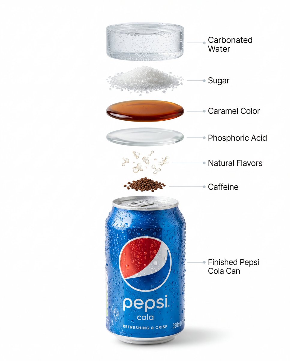 Infographic / Edu Visual - Hyper-Realistic Product Photography and Infographic Prompts for Pepsi