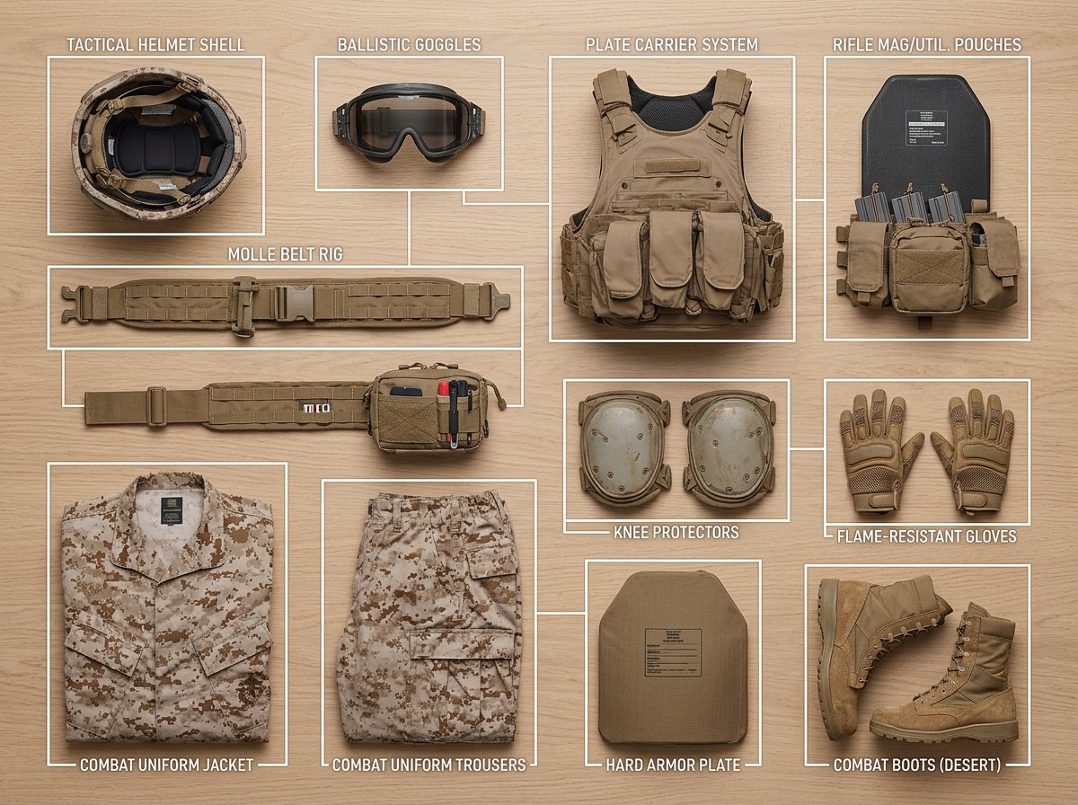 E-commerce Main Image - Knolling Style Flat-Lay Prompt with Labeled Disassembled Parts