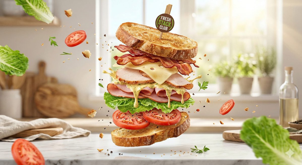 E-commerce Main Image - Exploded Tilt View Sandwich Product Photography