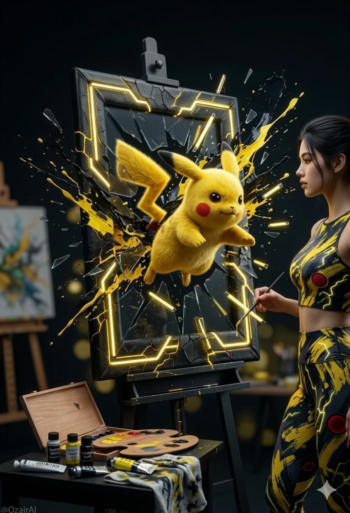 Game Asset - Pikachu Bursting Canvas Art