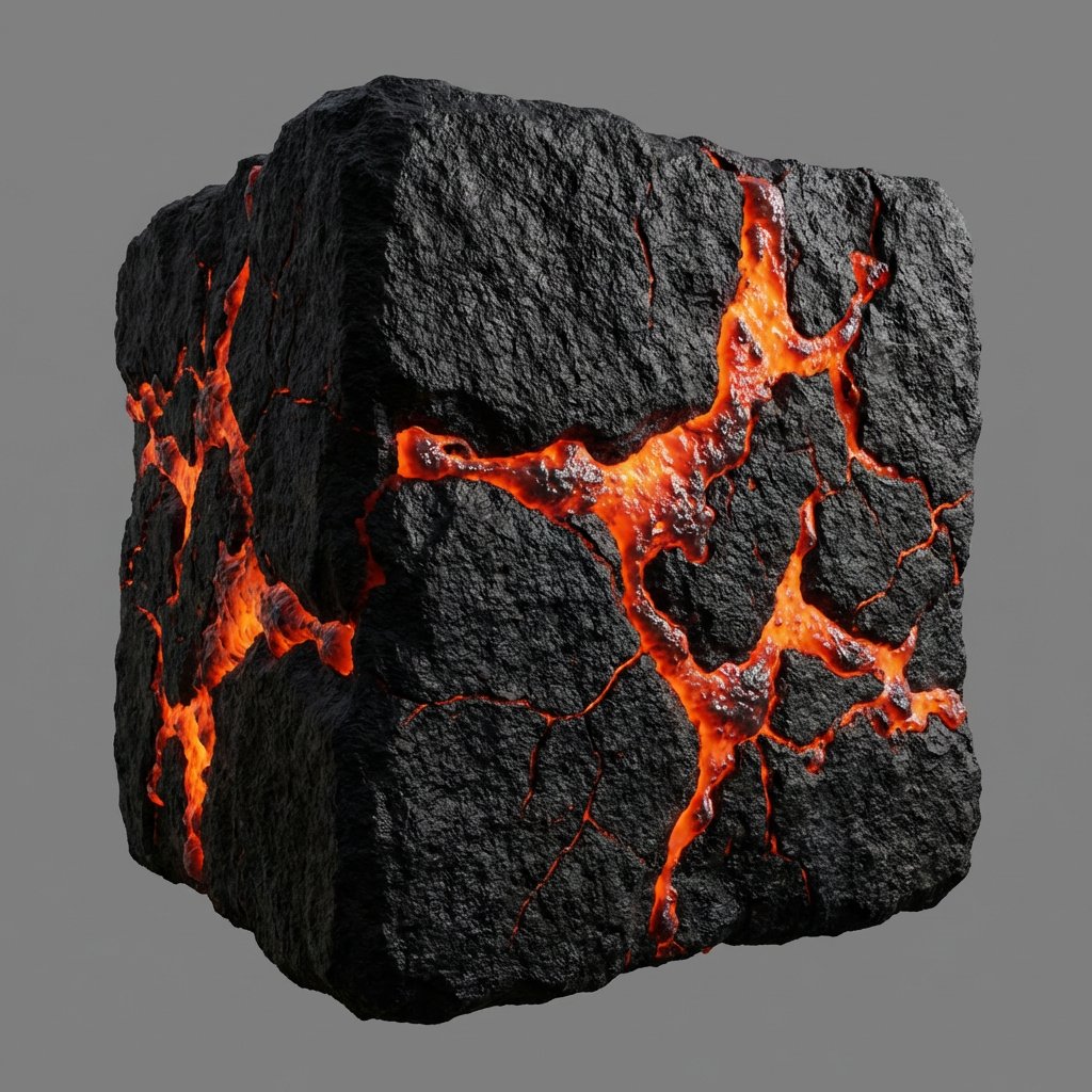 Game Asset - Lava Stone Texture Cube
